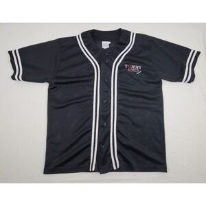 Vintage 90s Tommy Sports Baseball Jersey Size Medium M Black White Polyester Mes